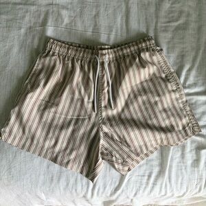 Abercrombie & Fitch Beige and Brown Striped Swim Shorts
